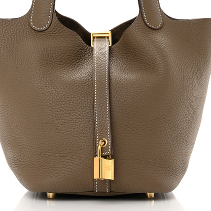 Hermes Taurillon Clemence Picotin Lock 18 PM Etoupe 8 of 10