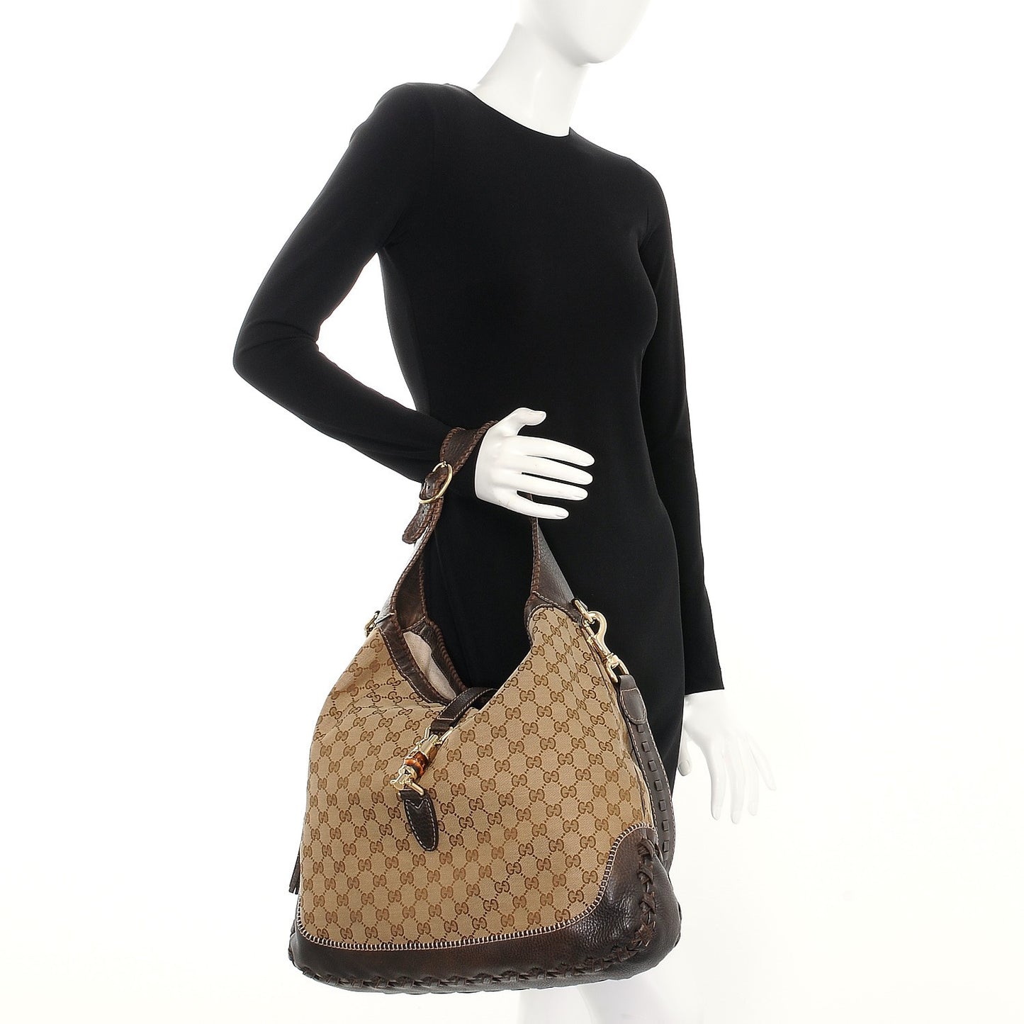 Monogram Large New Jackie Shoulder Bag Dark Brown