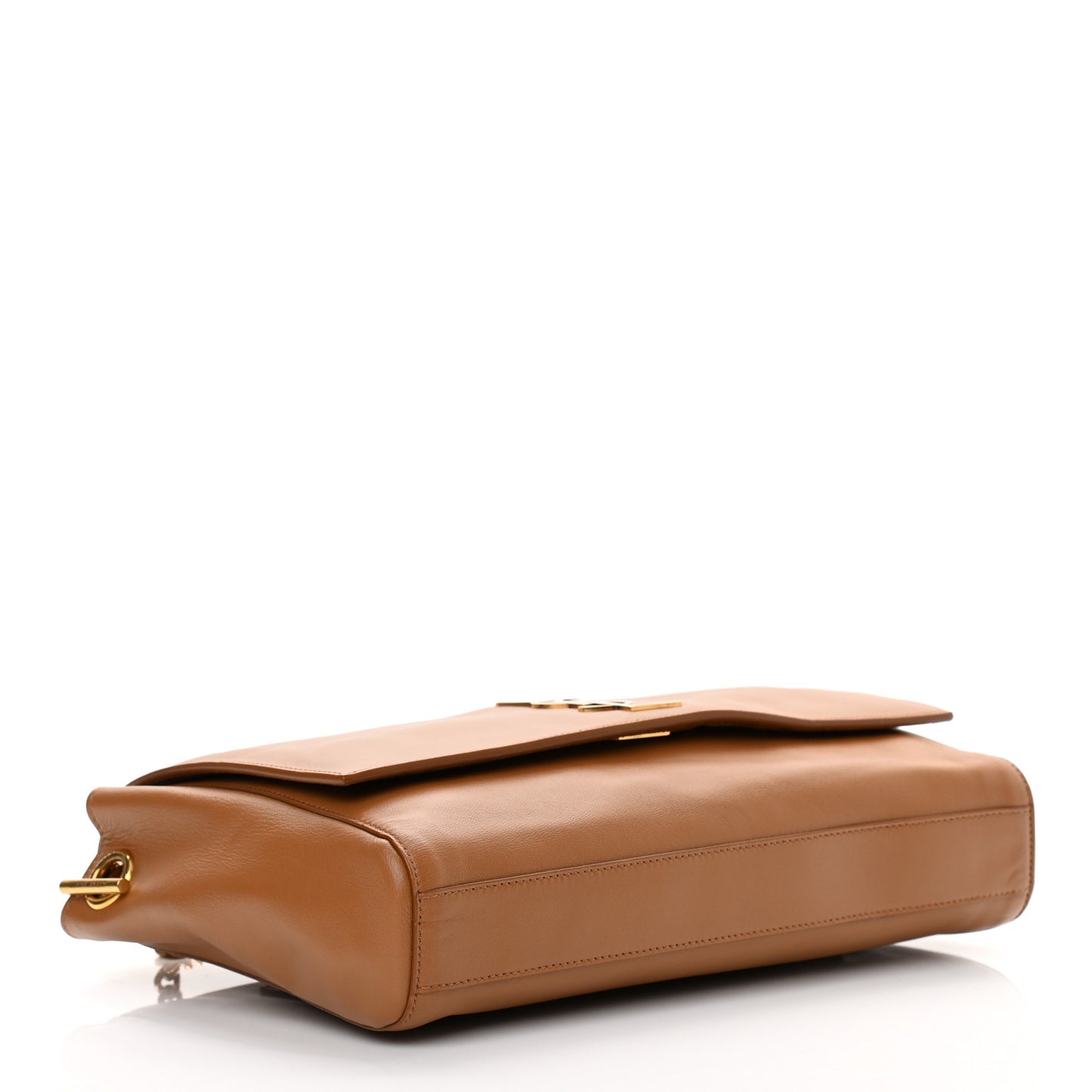Smooth Calfskin Suede Medium Reversible Monogram Kate Satchel Light Ochre