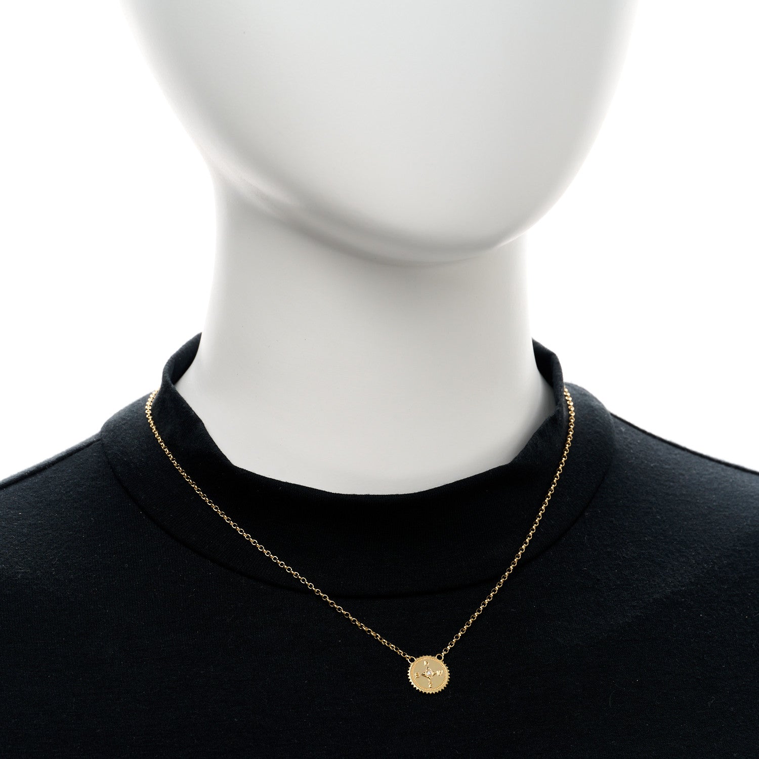 Foundrae 18K Yellow Gold Diamond Internal Compass Stationary Necklace 2 of 5