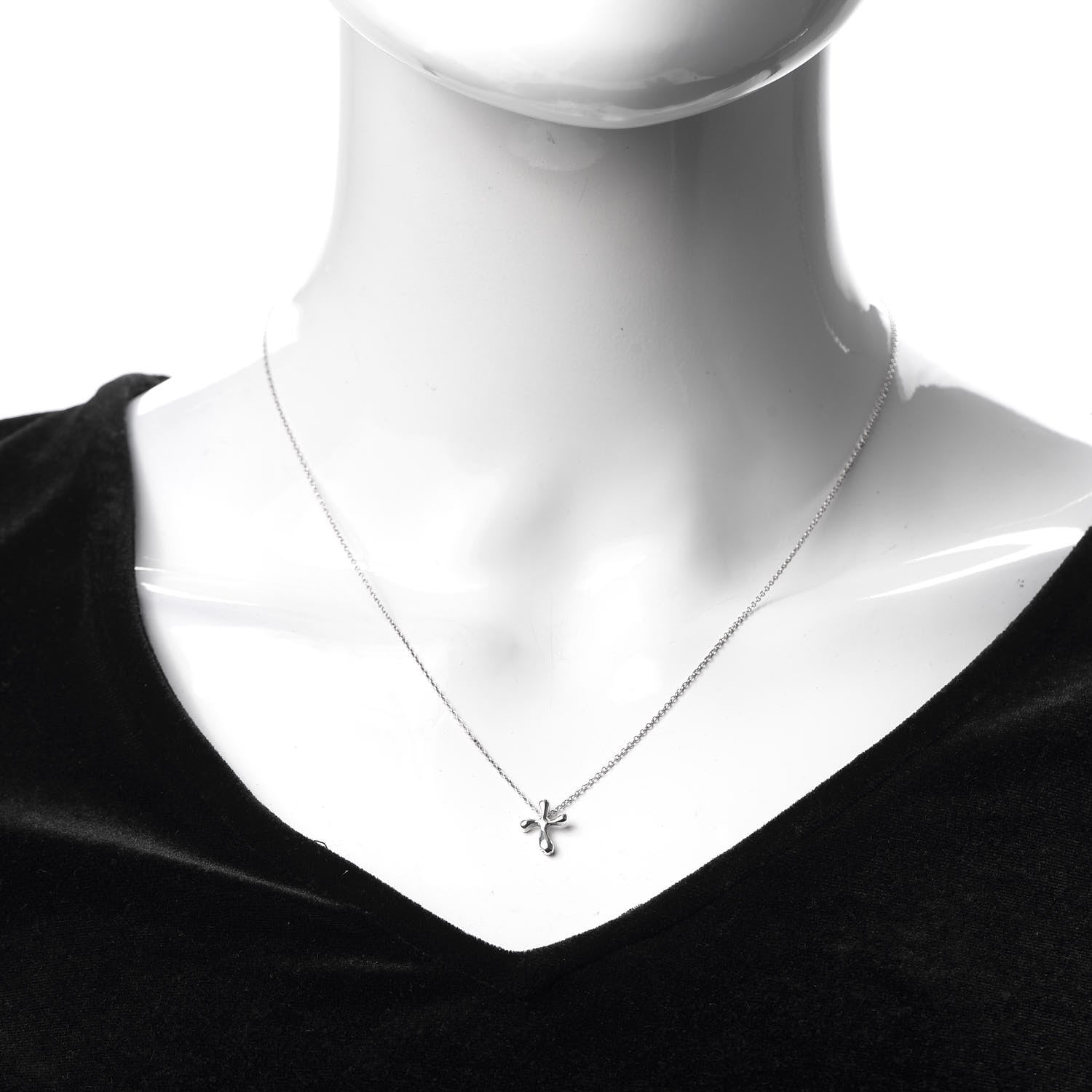 Tiffany Sterling Silver 12mm Elsa Peretti Cross Pendant Necklace 2 of 5