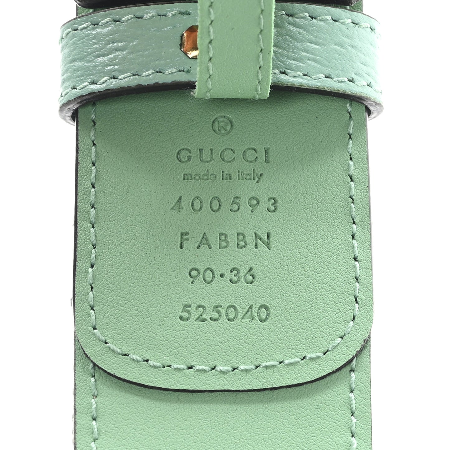 Monogram Jumbo GG Textured Dollar Calfskin Double G 40mm Belt 90 36 Mint Green
