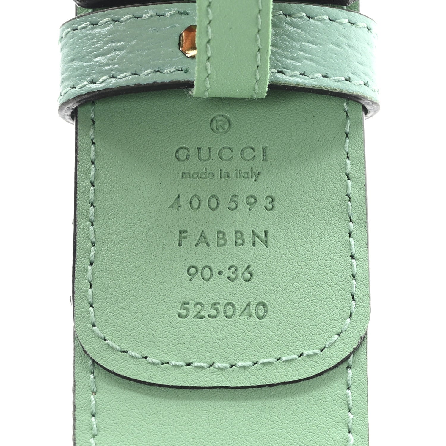 Gucci Monogram Jumbo GG Textured Dollar Calfskin Double G 40mm Belt 90 36 Mint Green 3 of 4