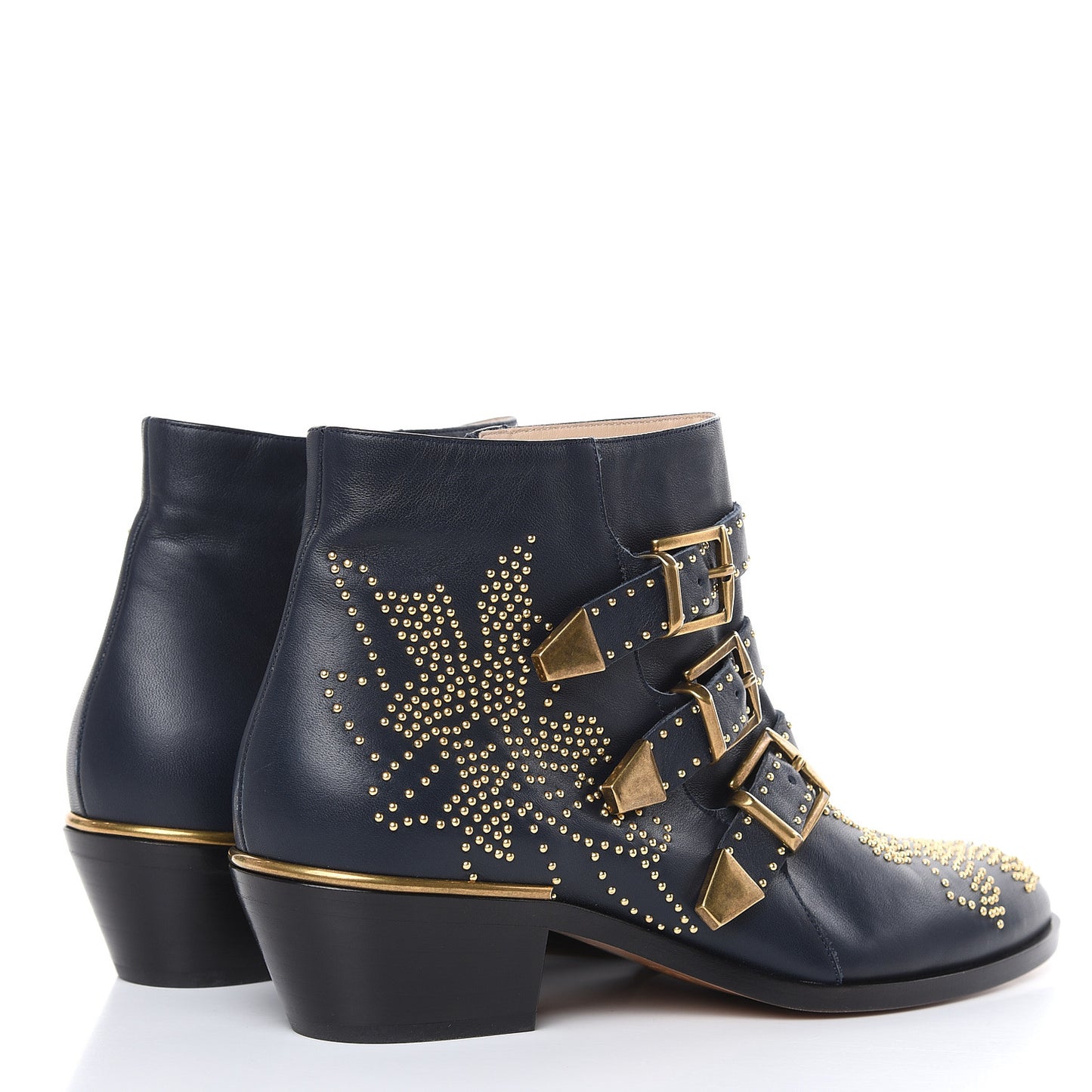 Nappa Sheepskin Studded Susanna Ankle Boots 39.5 Royal Navy
