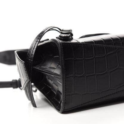 Balenciaga Semi Shiny Calfskin Crocodile Embossed Neo Classic Black Hardware Mini City Black 6 of 10