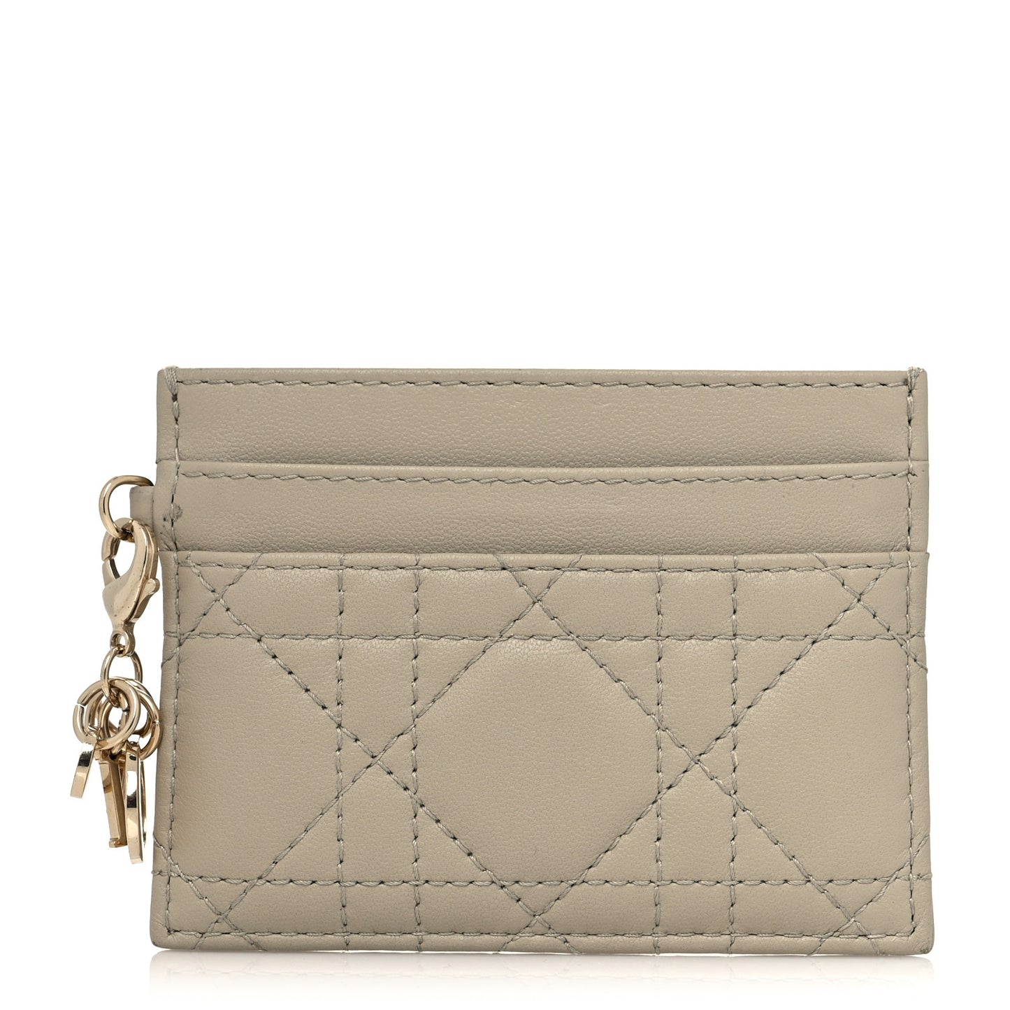 Lambskin Cannage Lady Dior Five-Slots Card Holder Beige