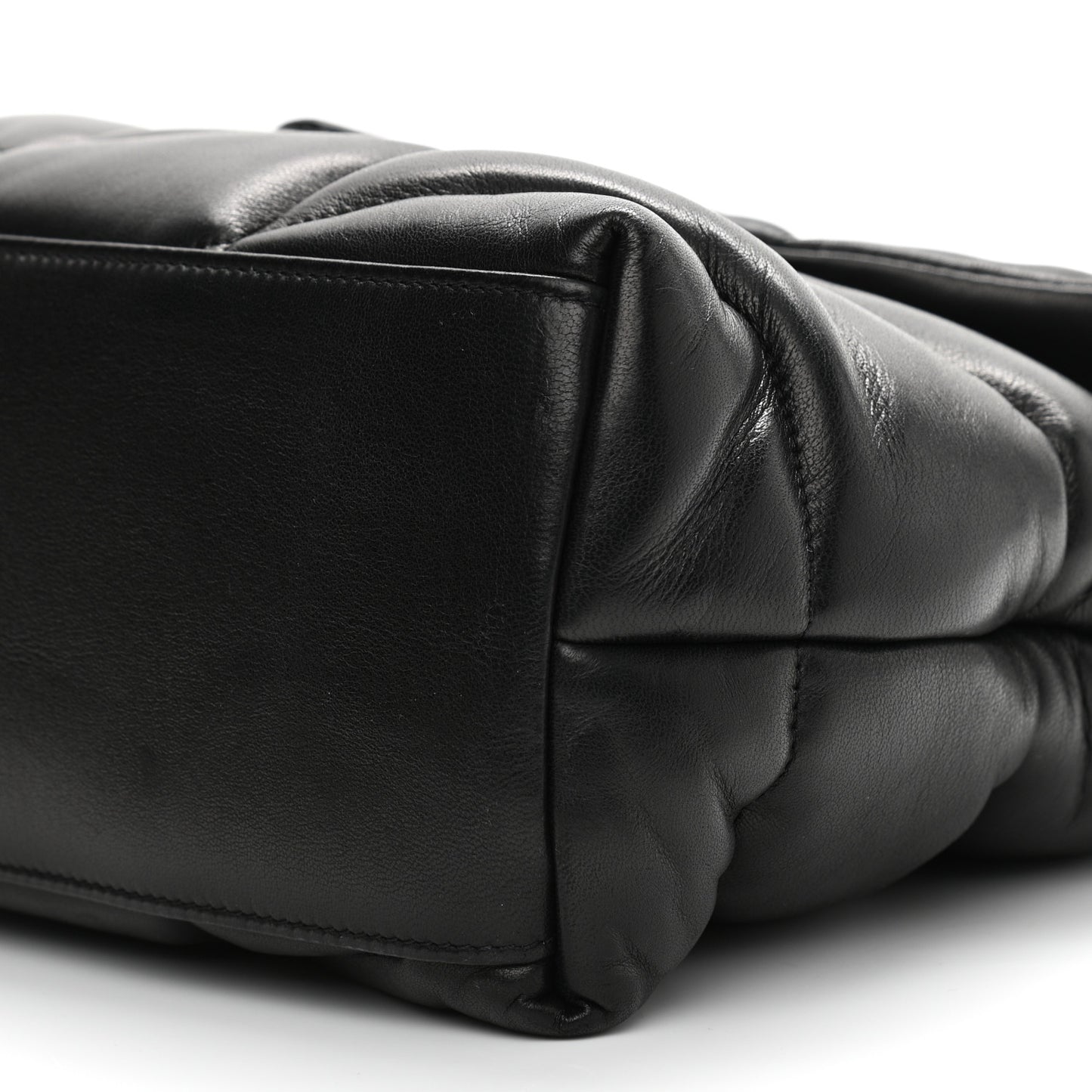 Lambskin Quilted Medium Loulou Puffer Monogram Chain Satchel Black