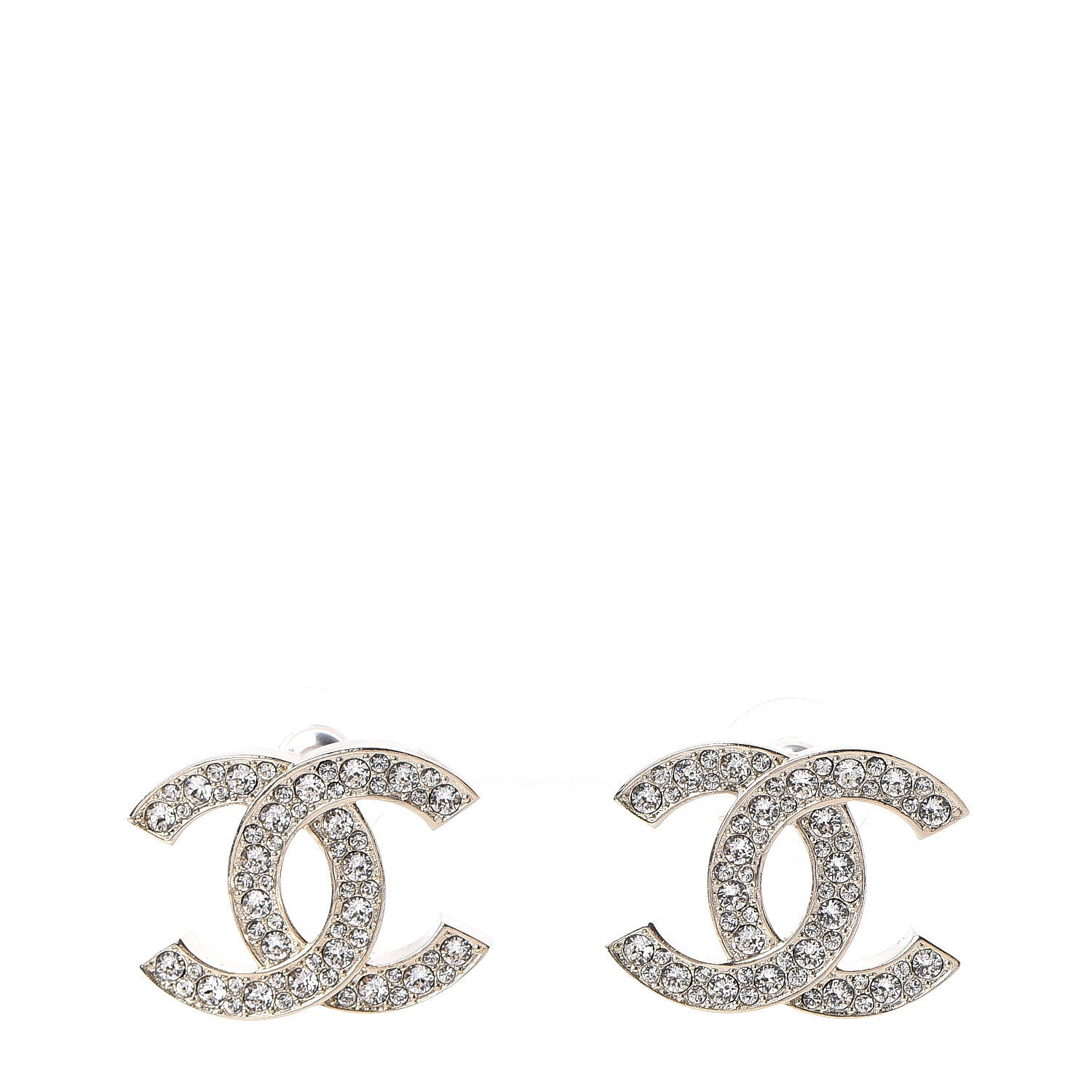 Chanel Crystal CC Earrings Gold 1 of 5