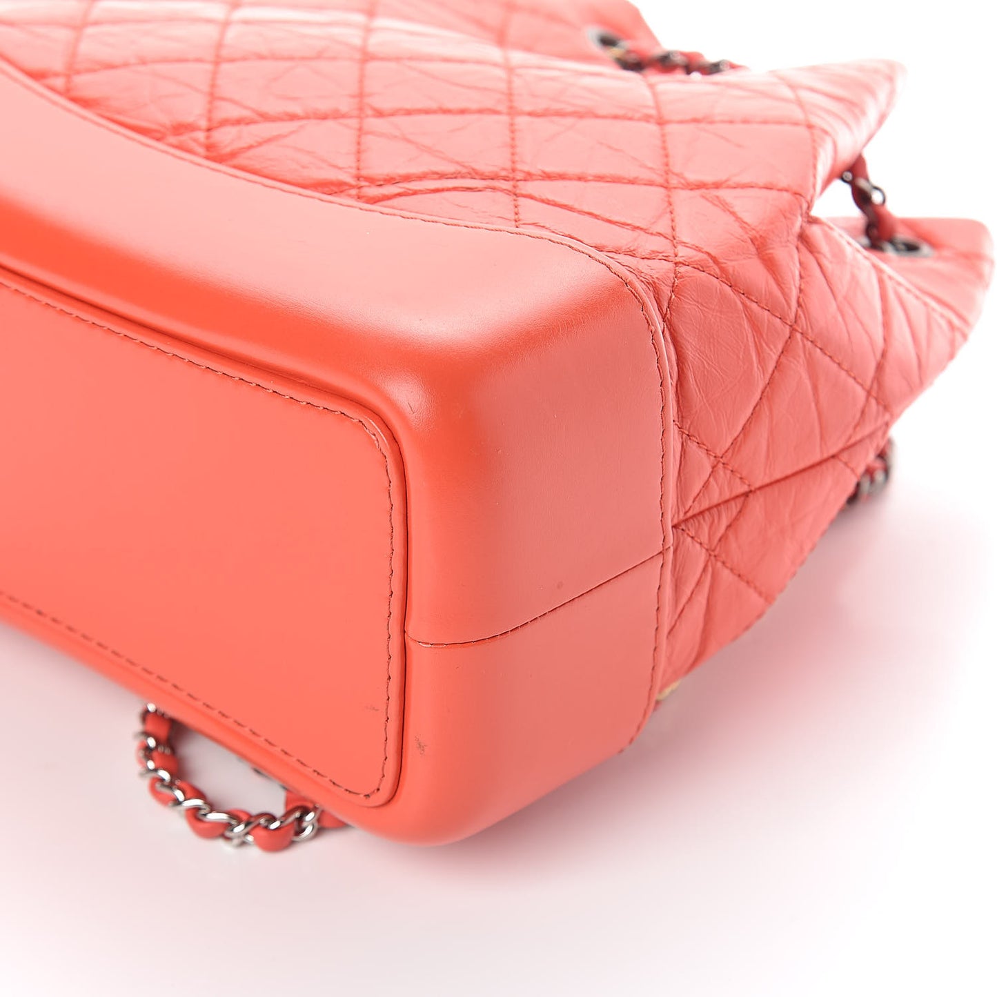 Aged Calfskin Quilted Small Gabrielle Backpack Orange