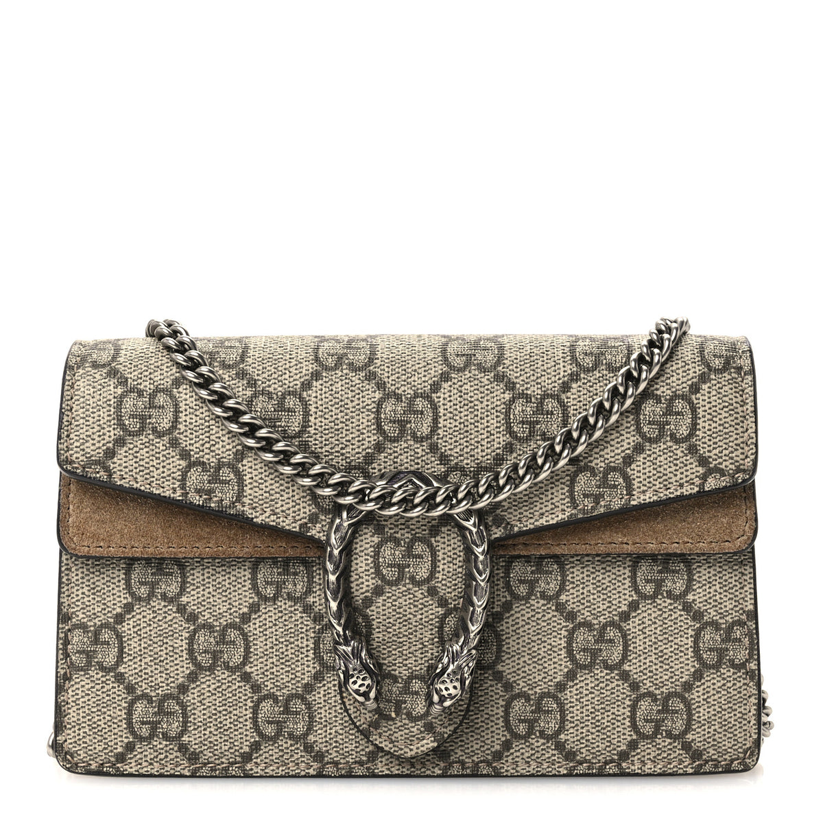 Gucci GG Supreme Monogram Super Mini Dionysus Shoulder Bag Taupe 1 of 9