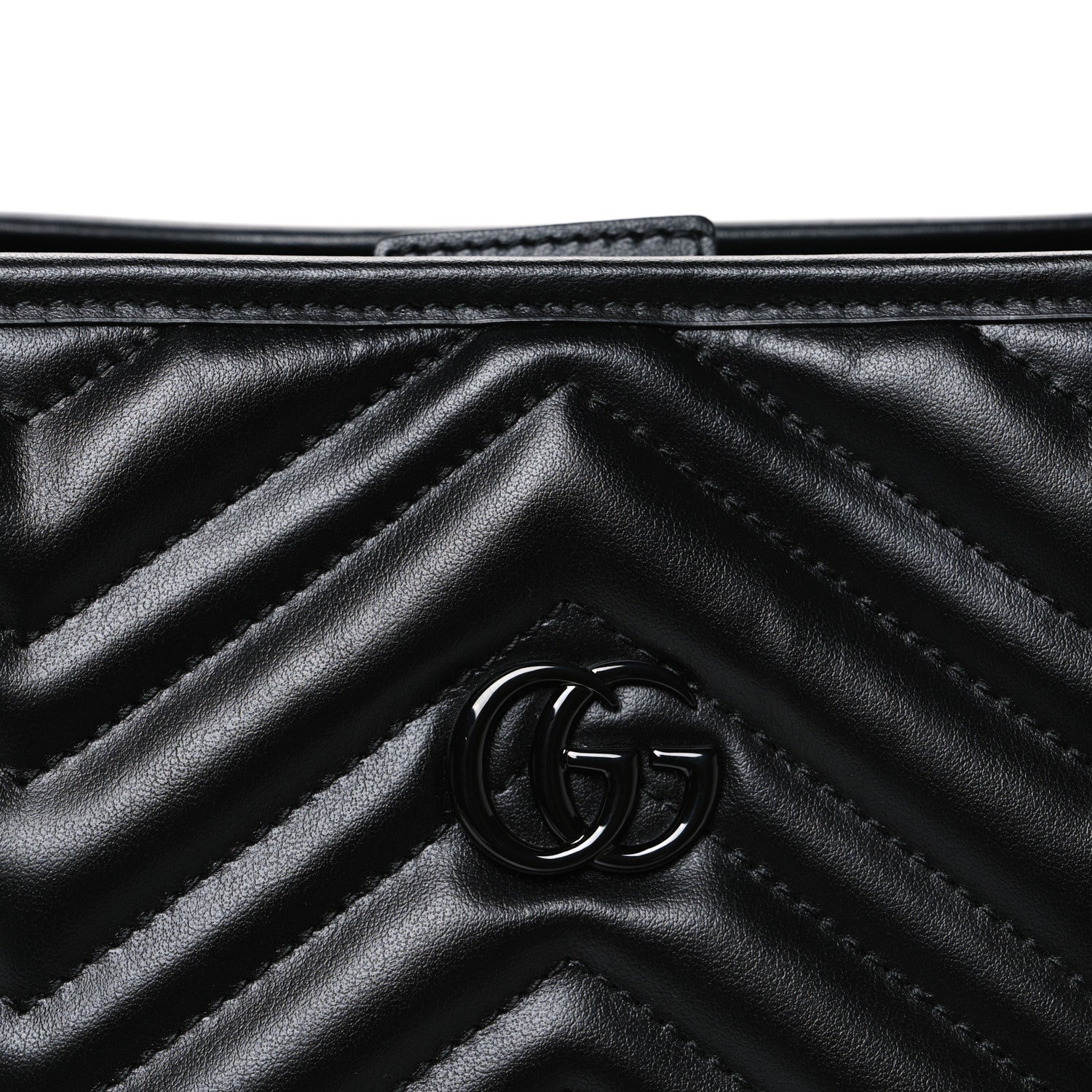 Gucci Calfskin Matelasse Monochrome Large GG Marmont Tote Bag Black 8 of 10