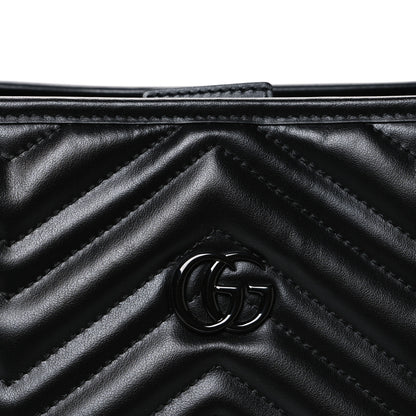Gucci Calfskin Matelasse Monochrome Large GG Marmont Tote Bag Black 8 of 10
