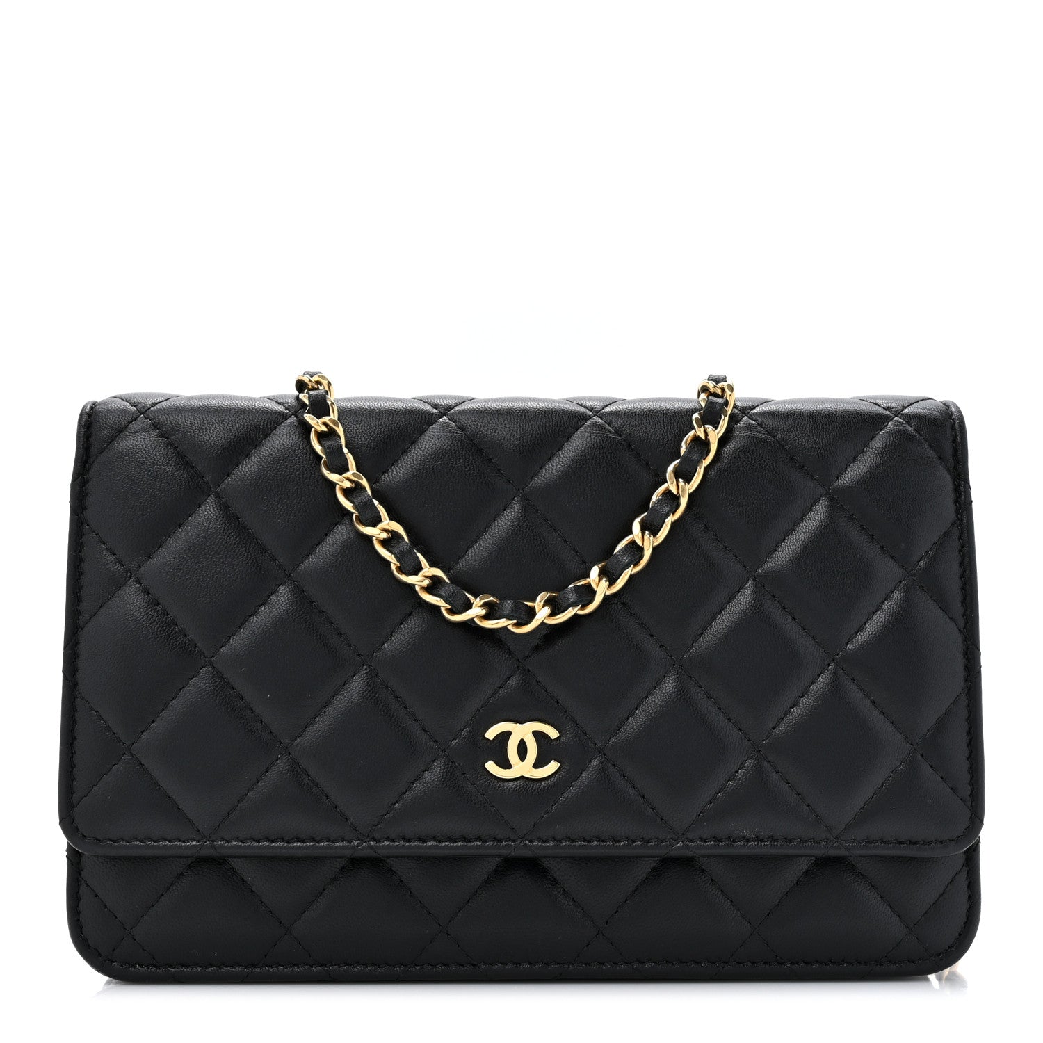 Chanel Lambskin Quilted Wallet On Chain WOC Black 1 of 13