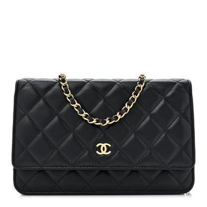Chanel Lambskin Quilted Wallet On Chain WOC Black 1 of 13