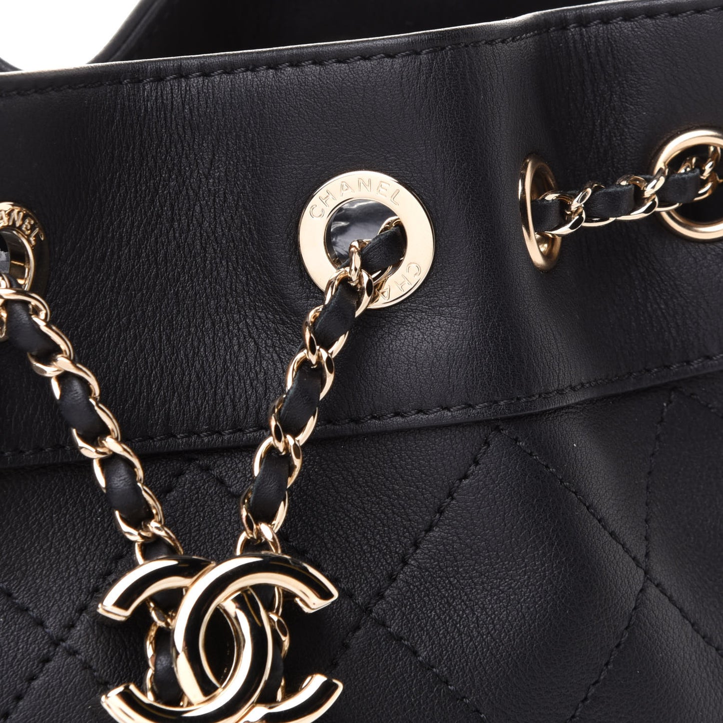 Calfskin Mini Drawstring CC Bag Black