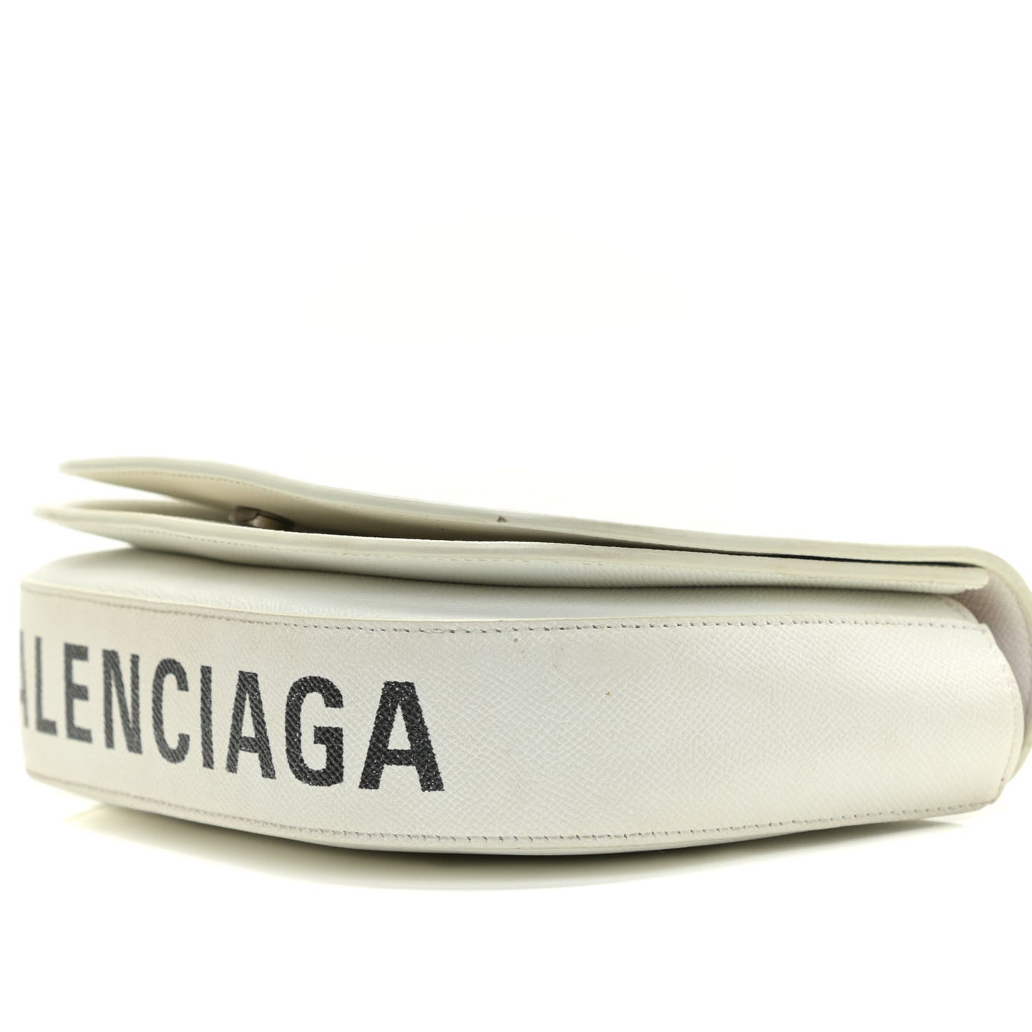 Signature Grained Calfskin Logo S Ville Day Bag White