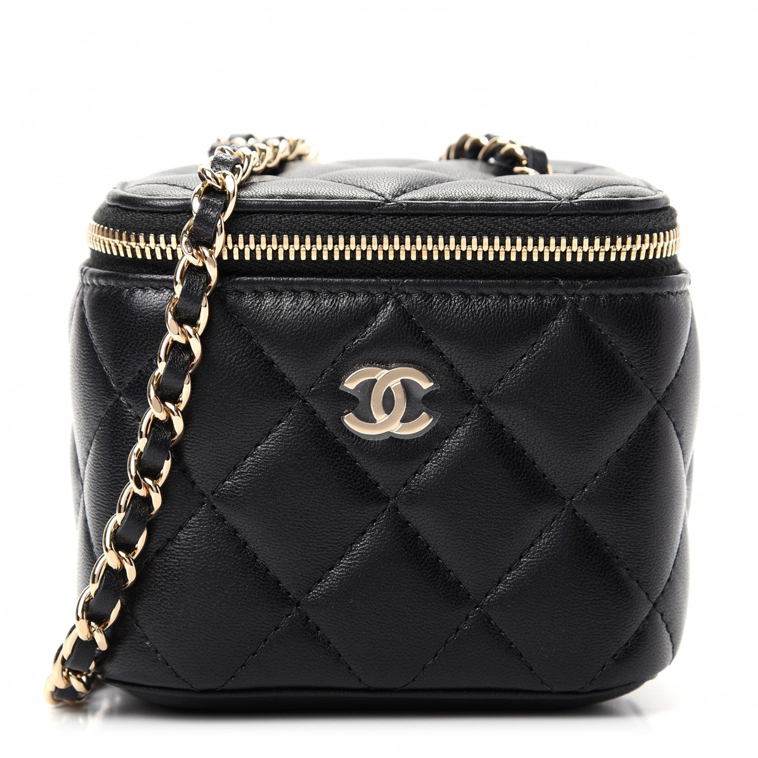 Chanel Lambskin Quilted Mini Vanity Case With Chain Black 1 of 10