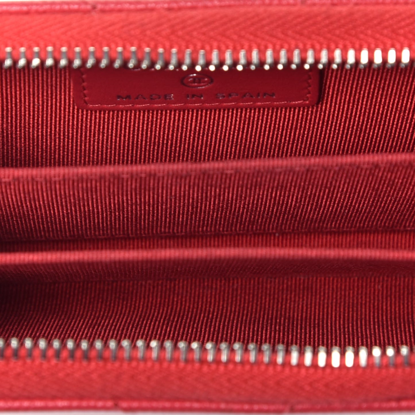 Caviar Chevron Quilted Zip Around Coin Purse Red