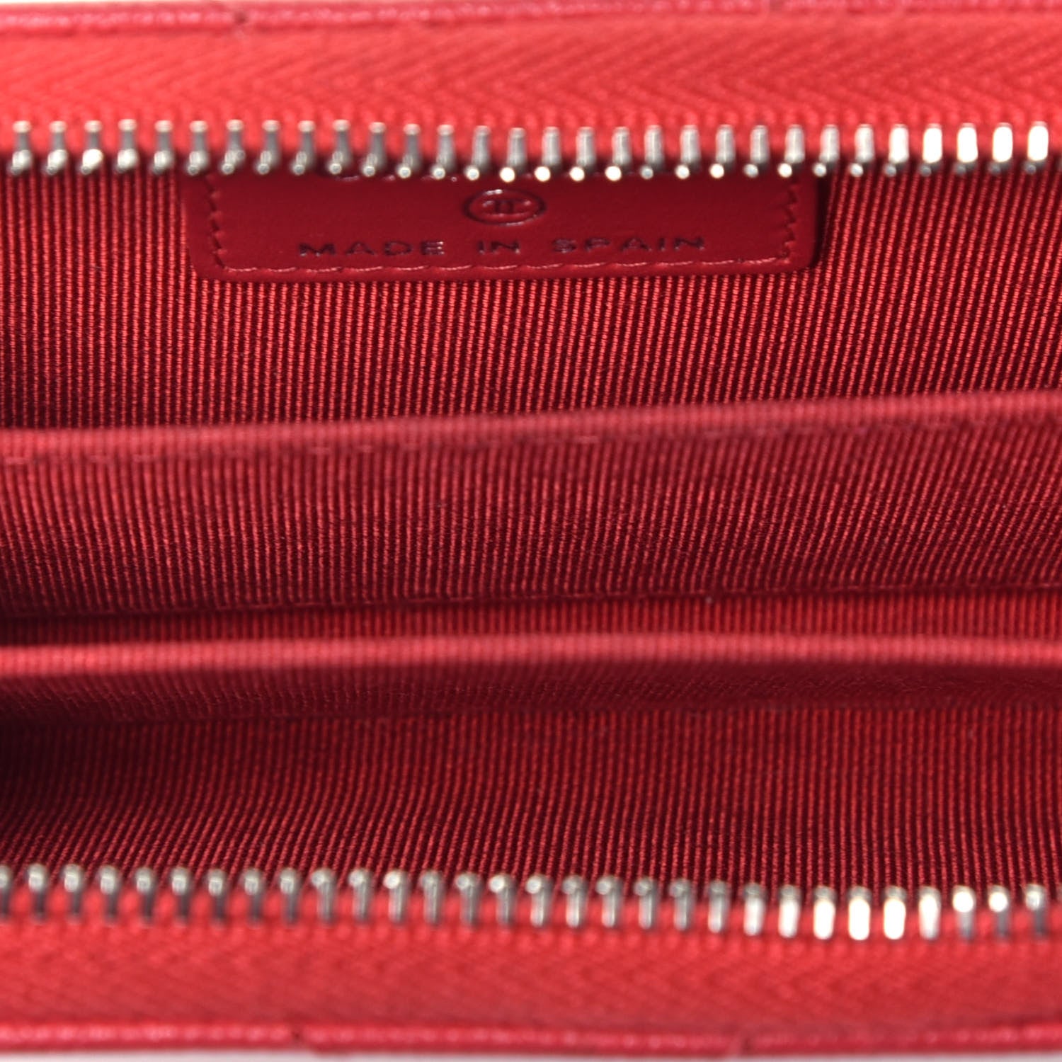 Chanel Caviar Chevron Quilted Zip Around Coin Purse Red 5 of 8