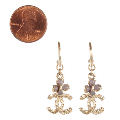 Chanel Flower Twisted CC Dangle Earrings Gold 2 of 4