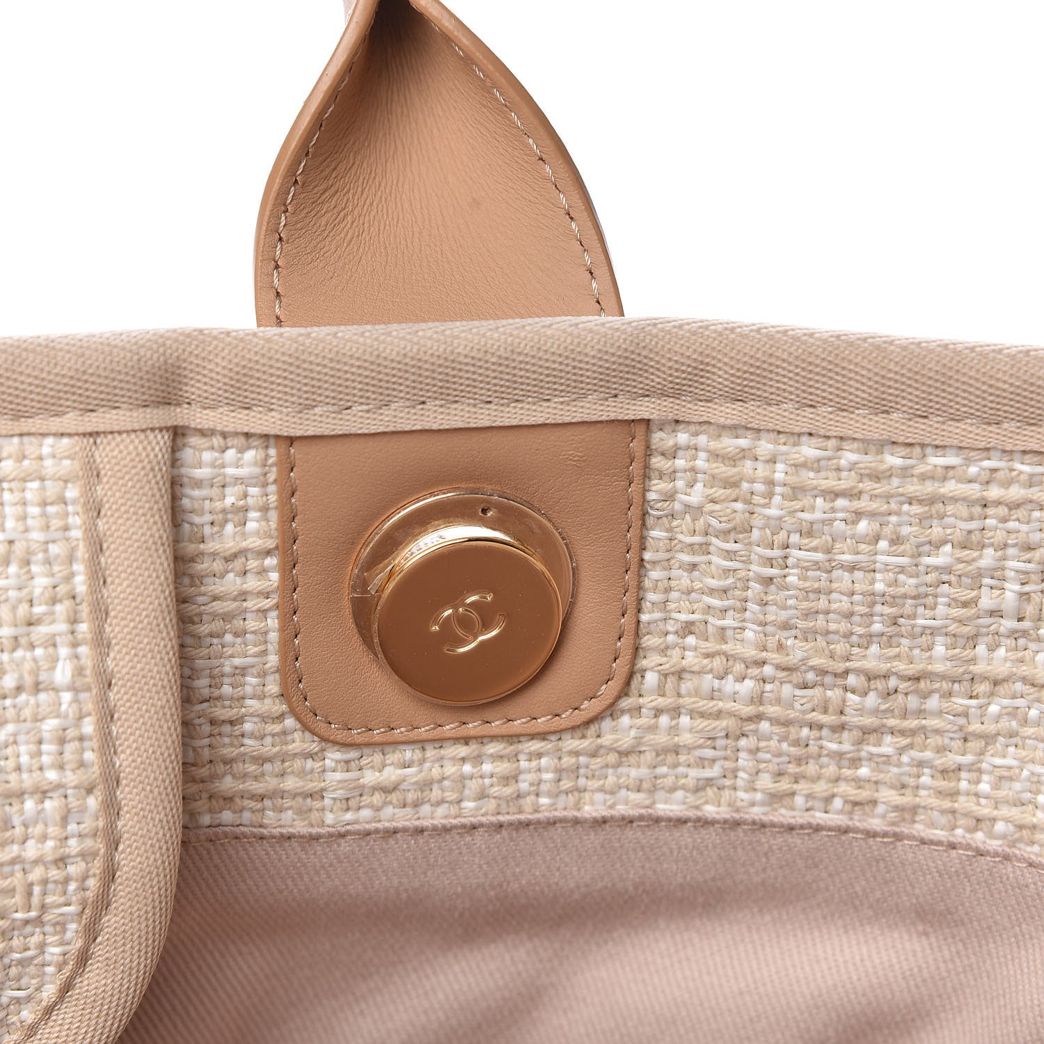 Chanel Canvas Large Deauville Tote Light Beige 14 of 19