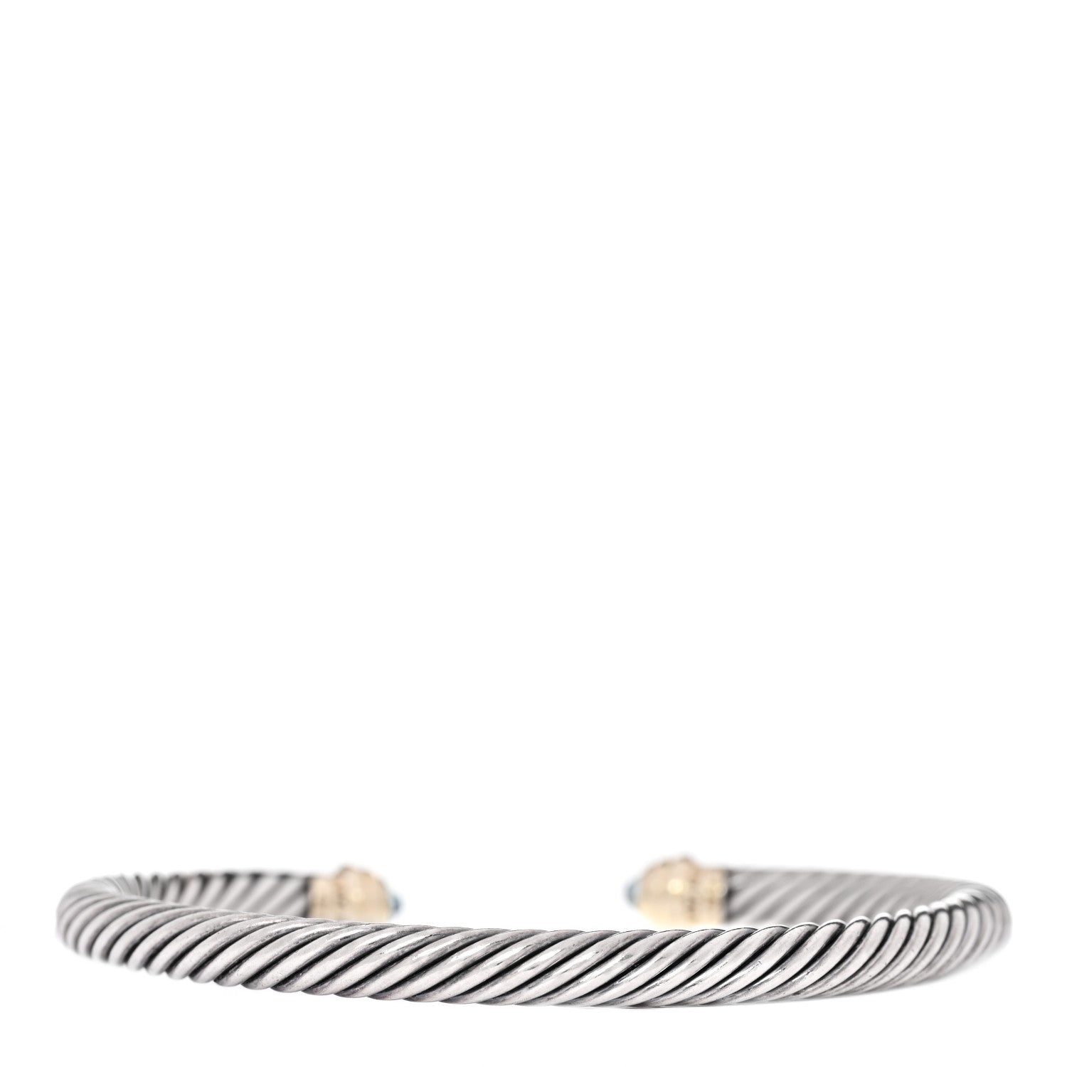 David Yurman Sterling Silver 14K Yellow Gold Blue Topaz 5mm Cable Classics Petite Color Bracelet 2 of 4