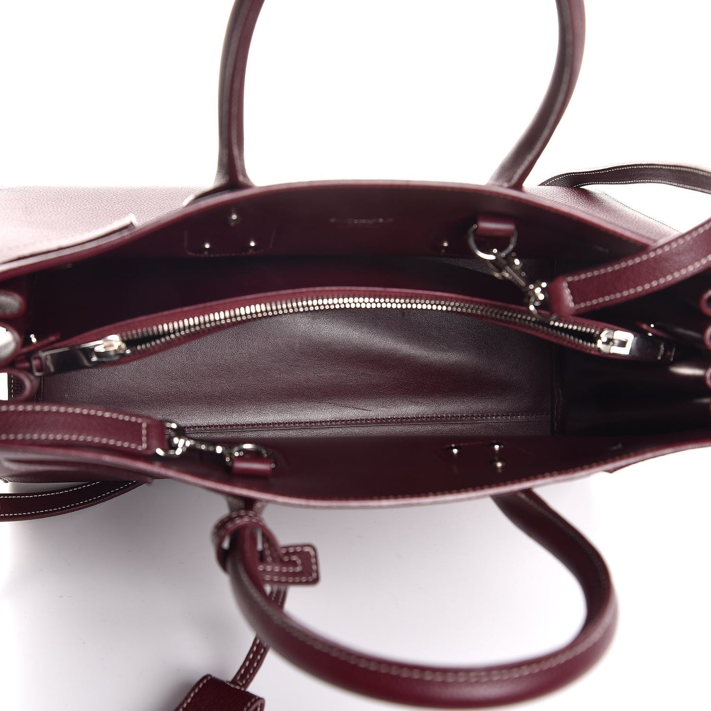 Grained Calfskin Topstitch Small Classic Sac De Jour Rouge Legion