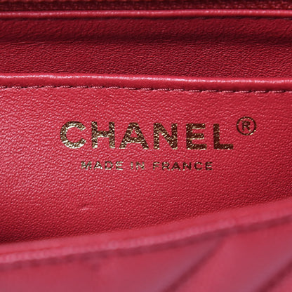 Chanel Caviar Chevron Quilted Mini Rectangular Flap Dark Pink 6 of 13
