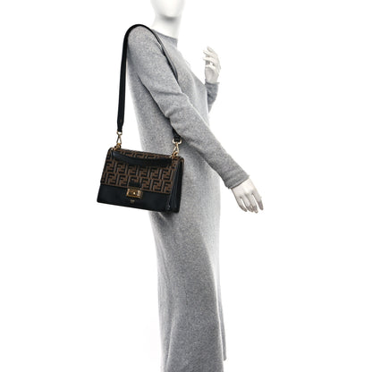 Fendi Vitello Liberty Bi-Color FF 1974 Embossed Kan U Shoulder Bag Black Maya 2 of 8