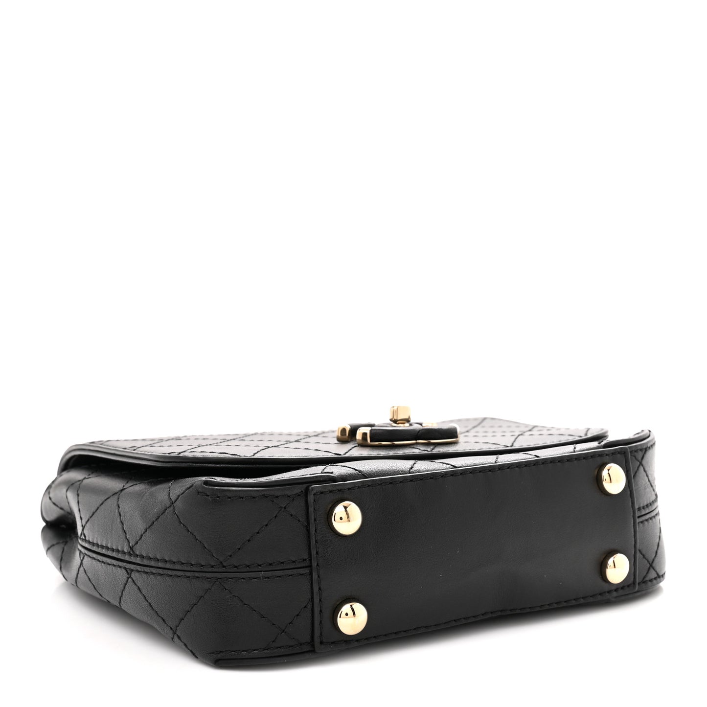 Calfskin Stitched Small Covered CC Flap Bag Black
