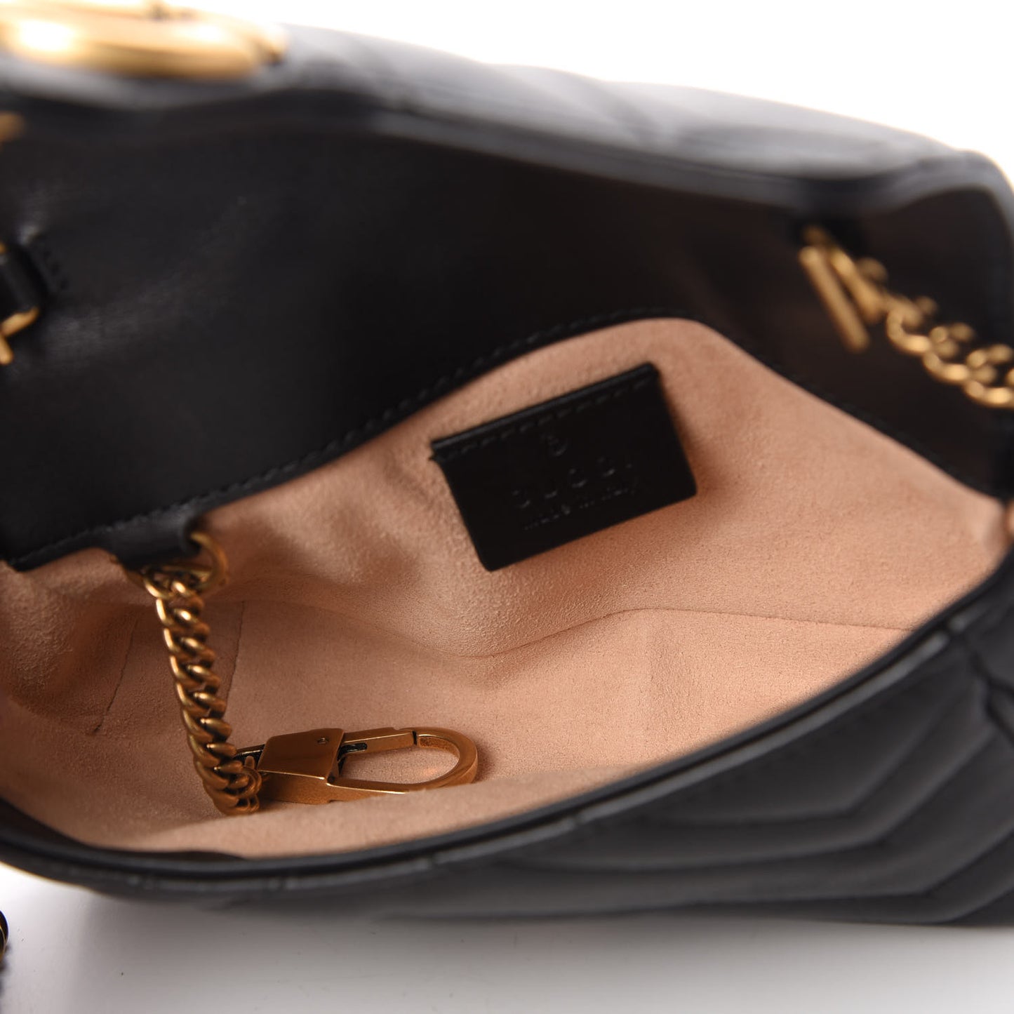 Calfskin Matelasse Super Mini GG Marmont Shoulder Bag Black