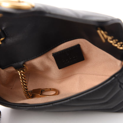 Gucci Calfskin Matelasse Super Mini GG Marmont Shoulder Bag Black 5 of 10