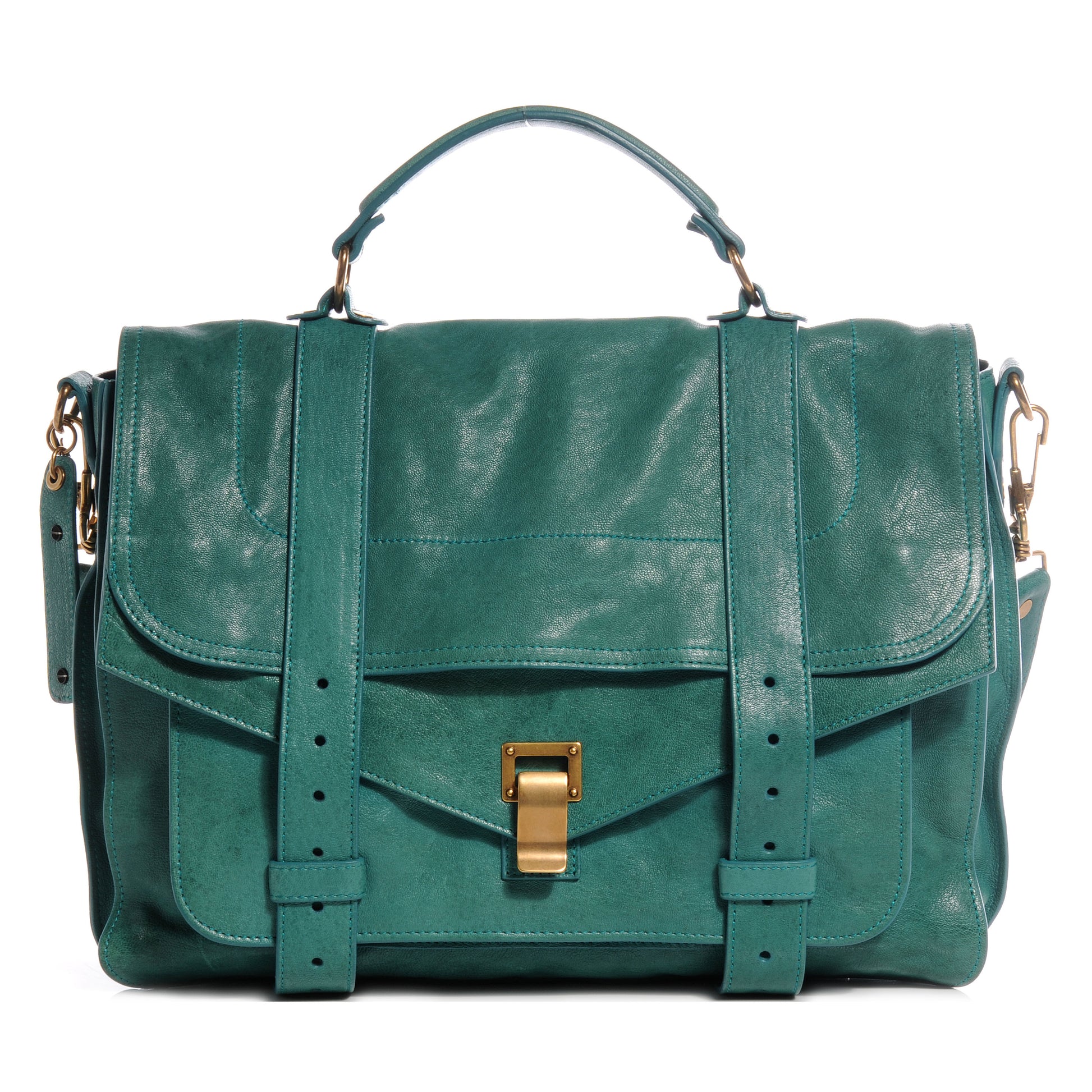 Proenza Schouler Lambskin PS1 Large Satchel Teal 1 of 8