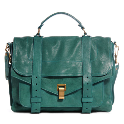 Proenza Schouler Lambskin PS1 Large Satchel Teal 1 of 8