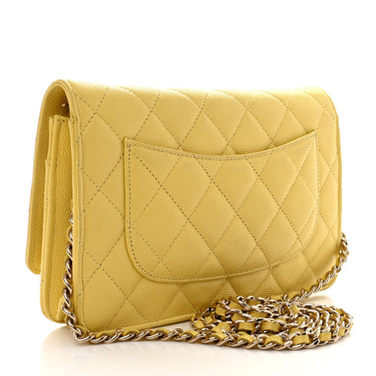 Chanel Caviar Quilted Wallet on Chain WOC Yellow 3 of 13