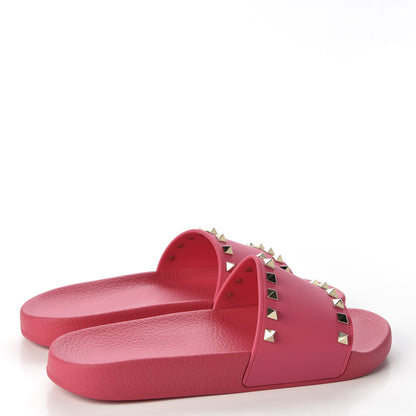 Valentino Garavani Rubber Rockstud Slide Sandals 40 Shadow Pink 4 of 9