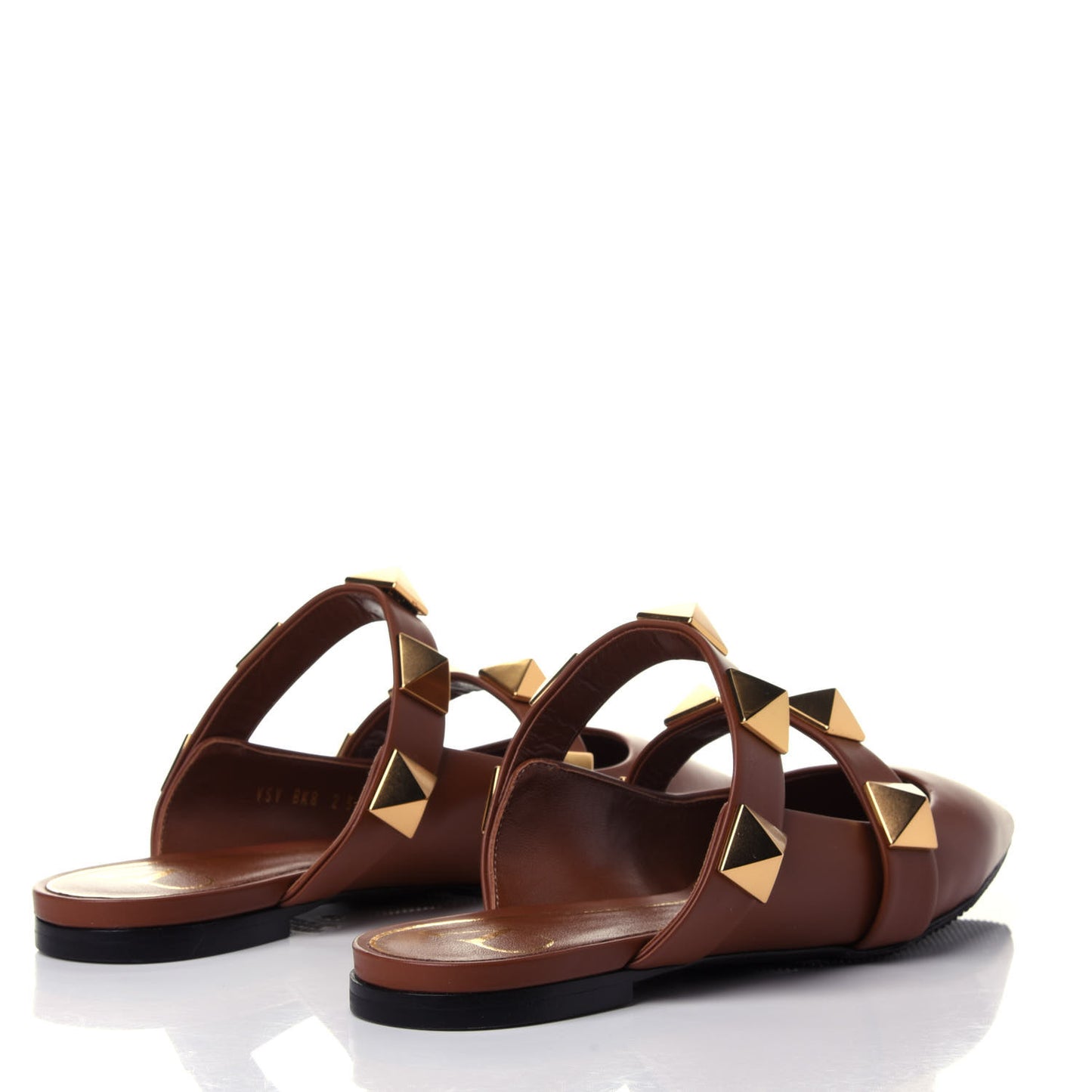 Calfskin Roman Stud Flat Mules 36 Selleria