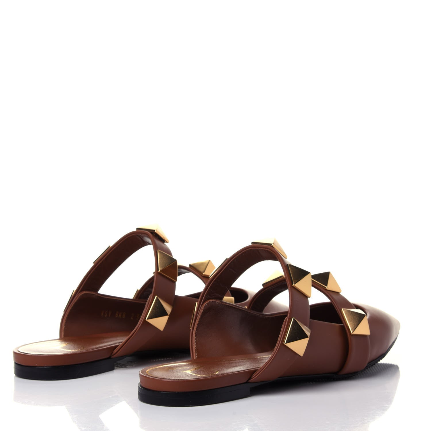 Valentino Garavani Calfskin Roman Stud Flat Mules 36 Selleria 4 of 11