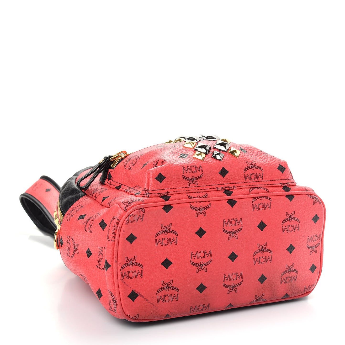 Visetos Studded Colorblock Small Stark Brock Backpack Coral Black