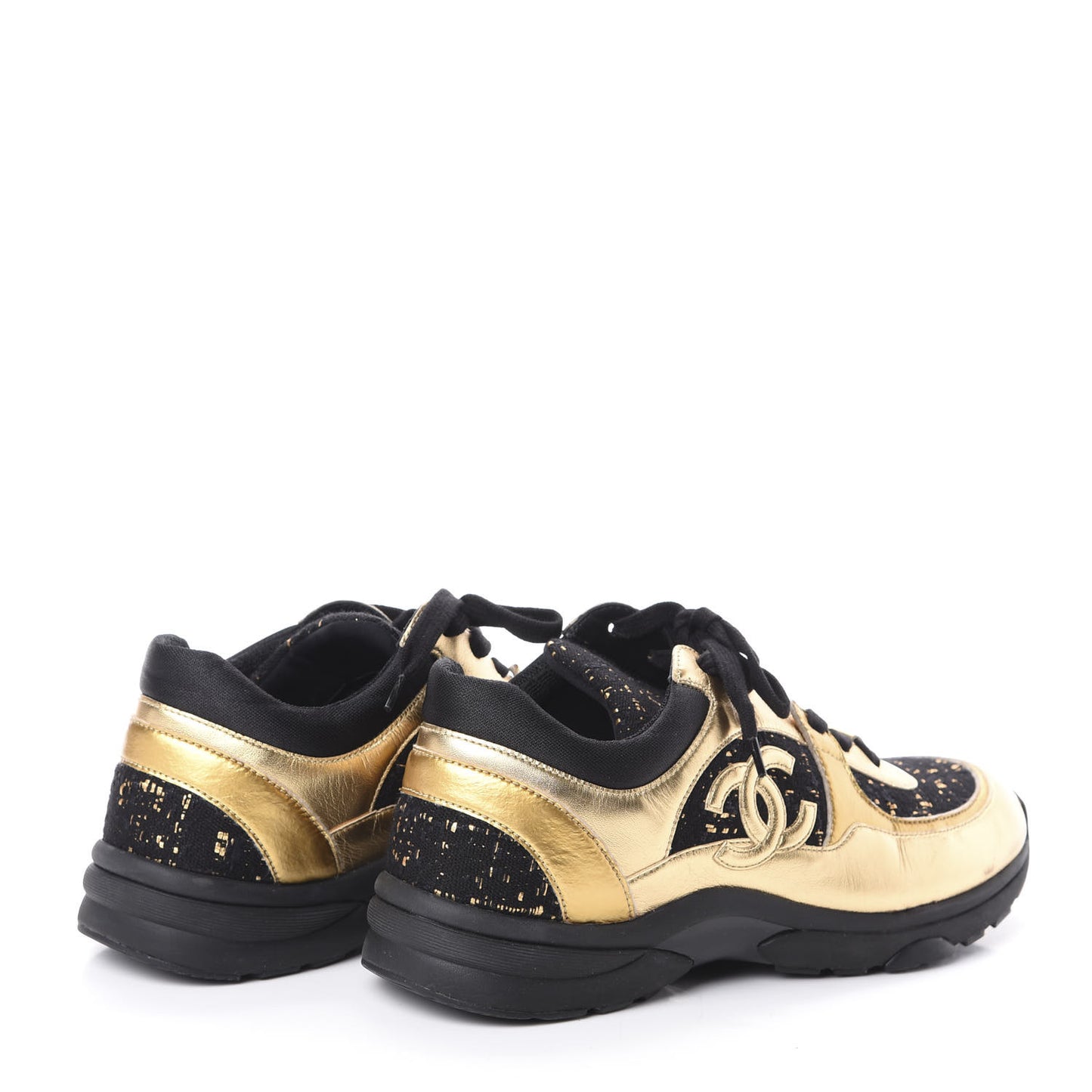 Suede Tweed CC Sneakers 41 Black Gold
