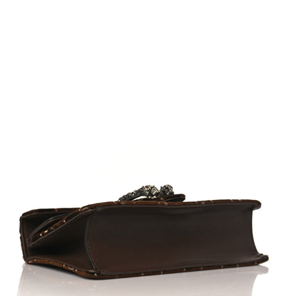 Gucci Velvet Moon Calfskin Crystal GG Monogram Small Dionysus Shoulder Bag Brown Vintage Cocoa Black Diamond 4 of 9