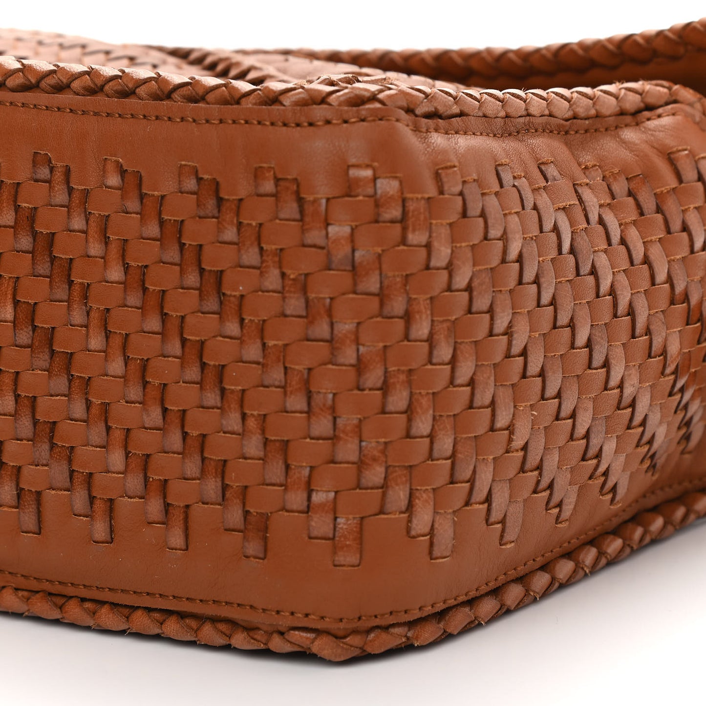 Calfskin Woven Small Puzzle Bag Tan