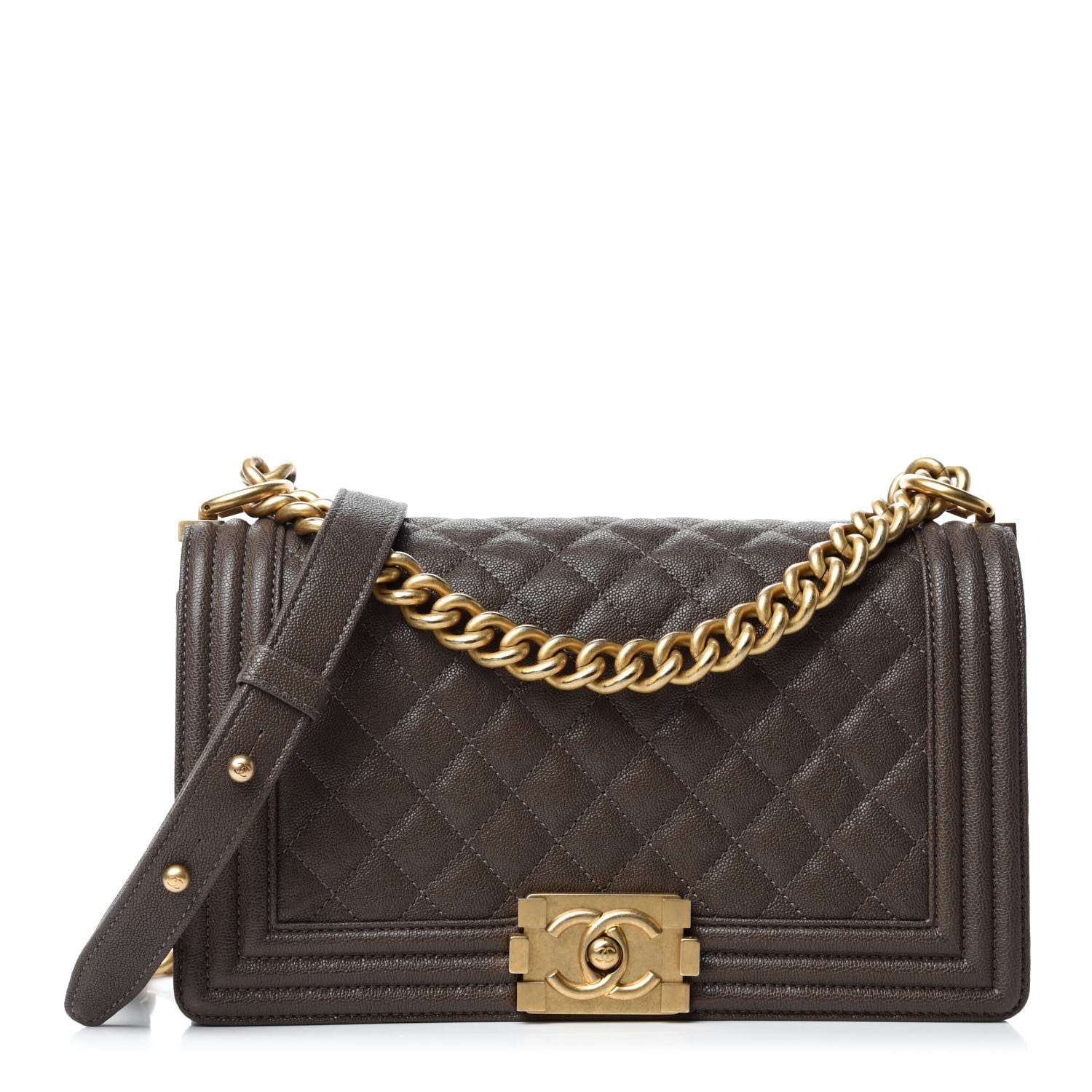 Chanel Caviar Quilted Medium Boy Flap Khaki 1 of 11