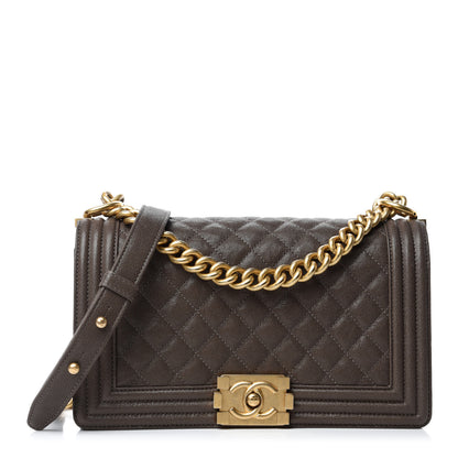 Chanel Caviar Quilted Medium Boy Flap Khaki 1 of 11