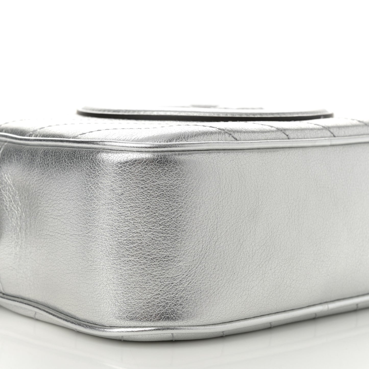 Metallic Sakai Be Green Calfskin Diagonal Stitched Small Blondie Shoulder Bag Silver