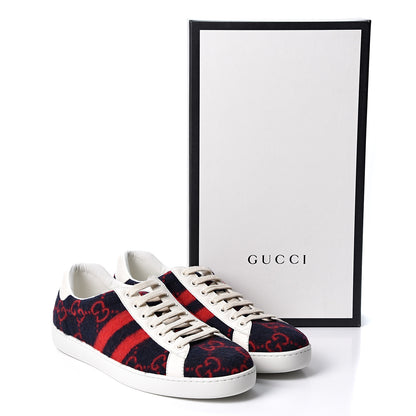 Gucci Covered Wool Big GG Monogram Mens Sneakers 8.5 Blue Red Mystic White 11 of 11