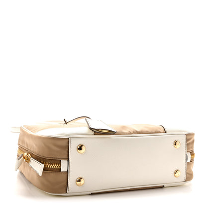 Prada Re-Nylon Saffiano Medium Re-Edition 1978 Two Handle Bag White Biege 4 of 9