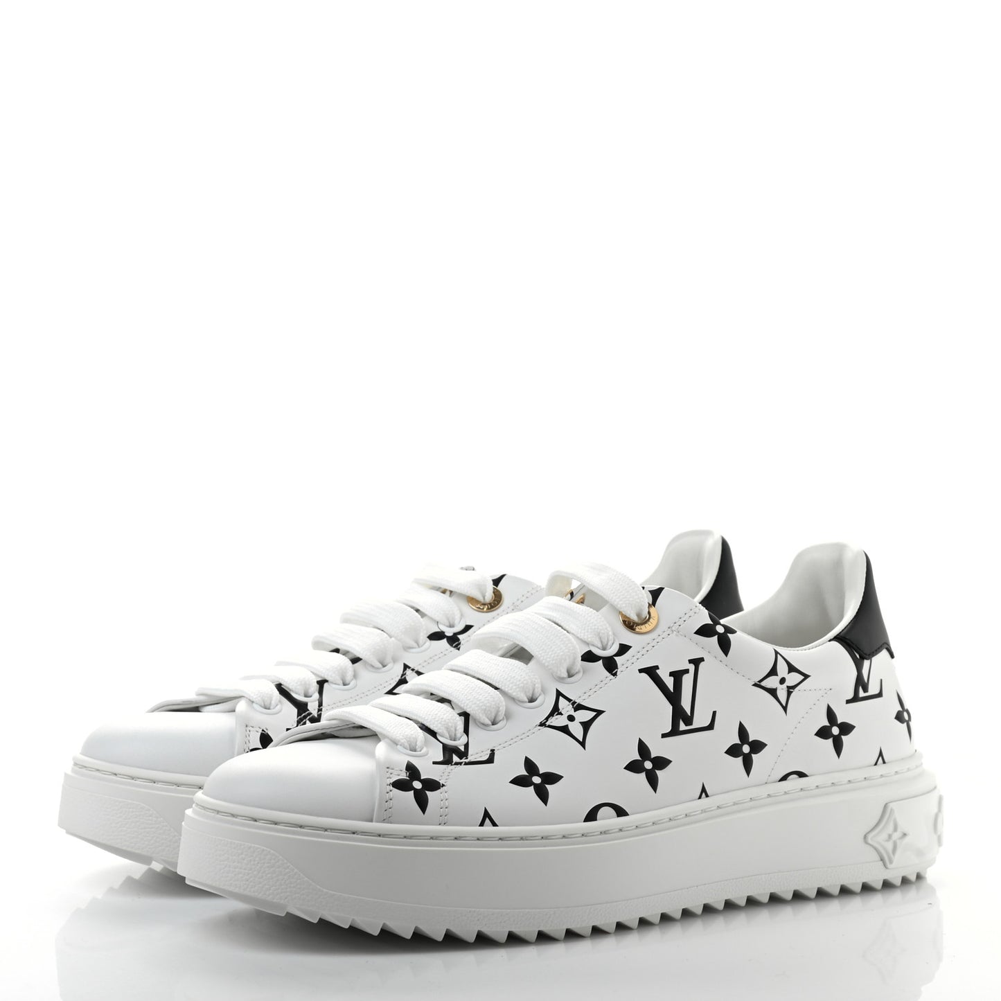 Calfskin Monogram Debossed Time Out Sneakers 39 Black