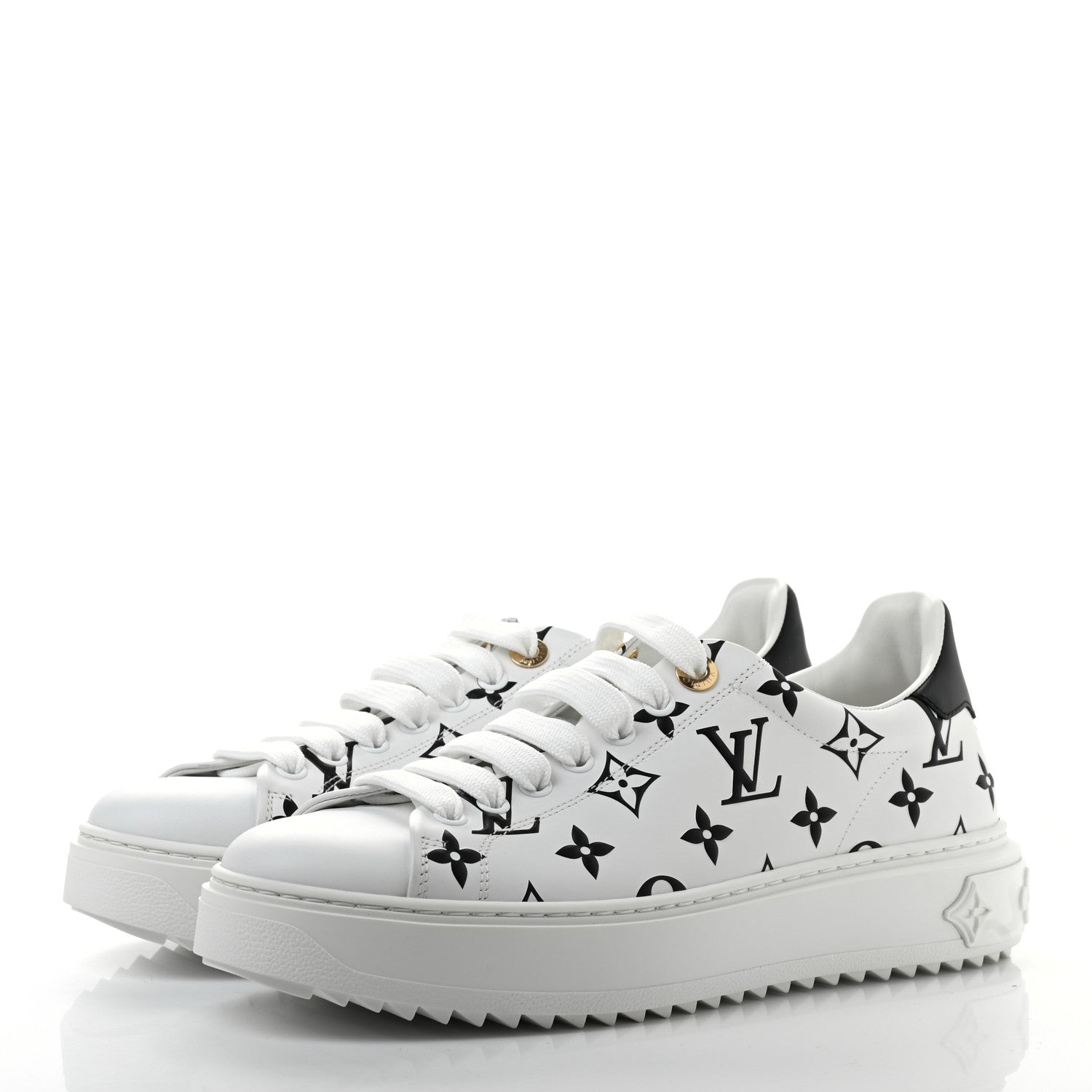 Louis Vuitton Calfskin Monogram Debossed Time Out Sneakers 39 Black 3 of 8