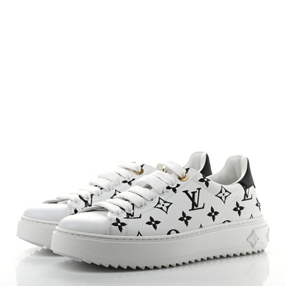 Louis Vuitton Calfskin Monogram Debossed Time Out Sneakers 39 Black 3 of 8